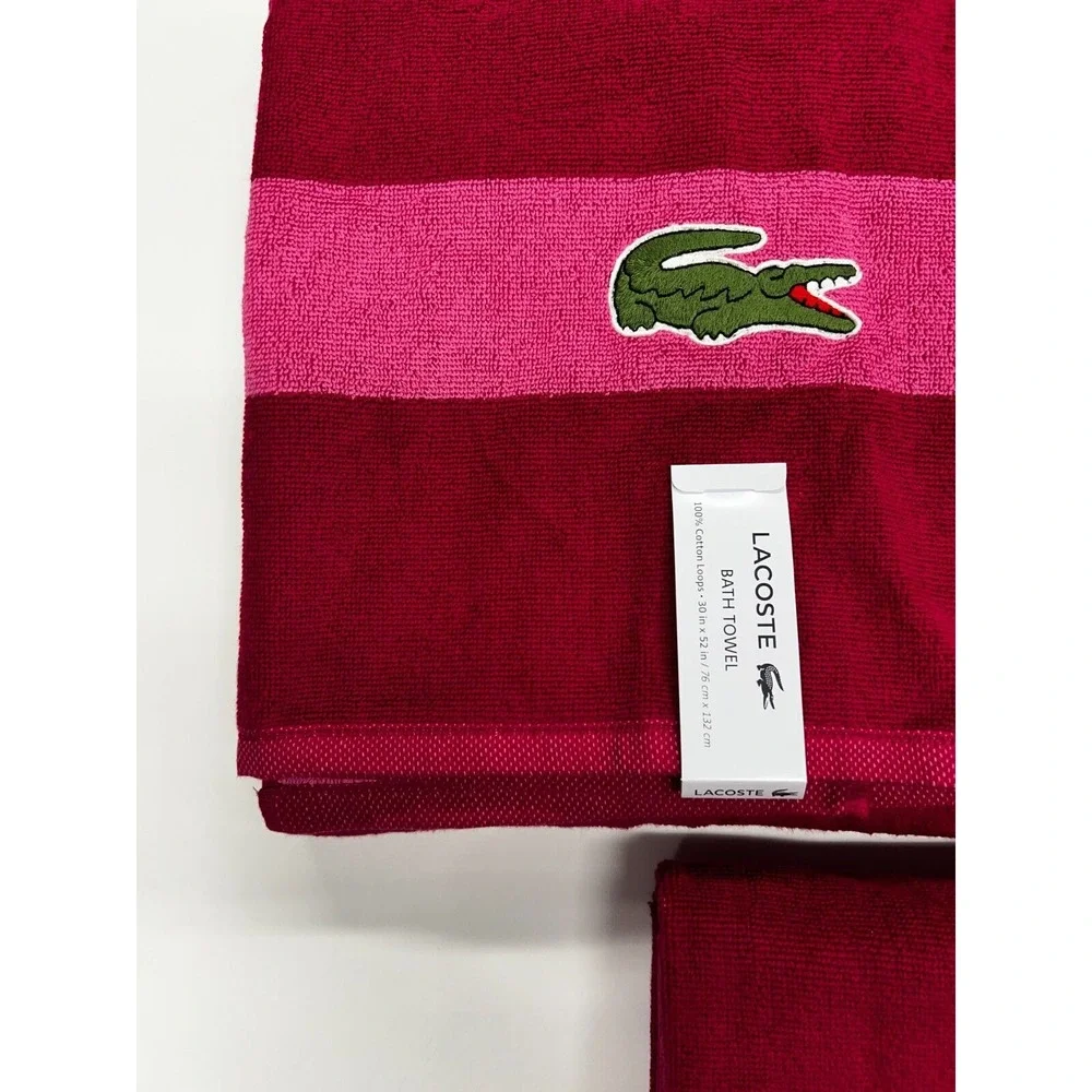 Lacoste‎ Pink Bath Towel 4 Pack 100% Cotton 30